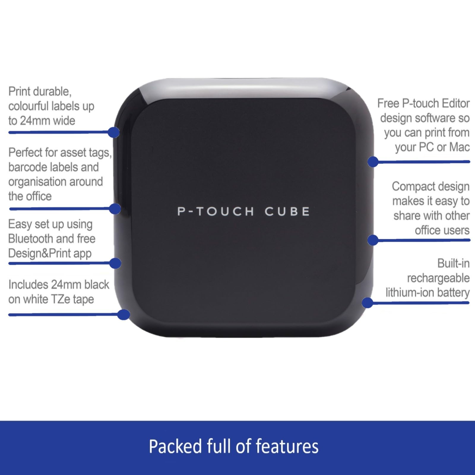بروذر ماكينة صنع الملصقات المكعبة من بي تاتش PT-P300BT
