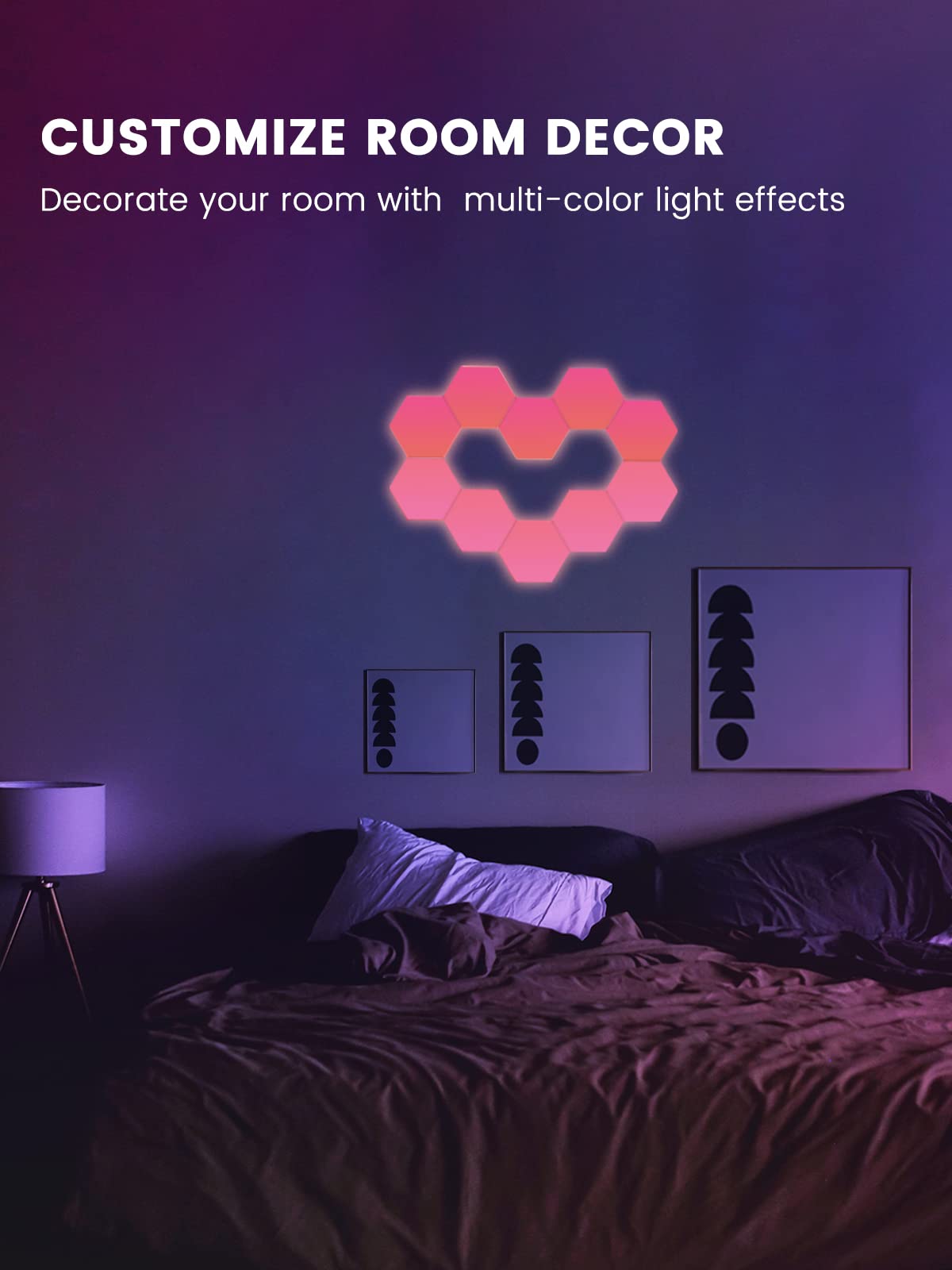 Cololight Smart Hexagonal Wall Lights with USB Power, RGB Modular Geometric Lighting Units, Aesthetic Room Decor, Ideal for Living Room and Bedroom, Set of 15 Pieces