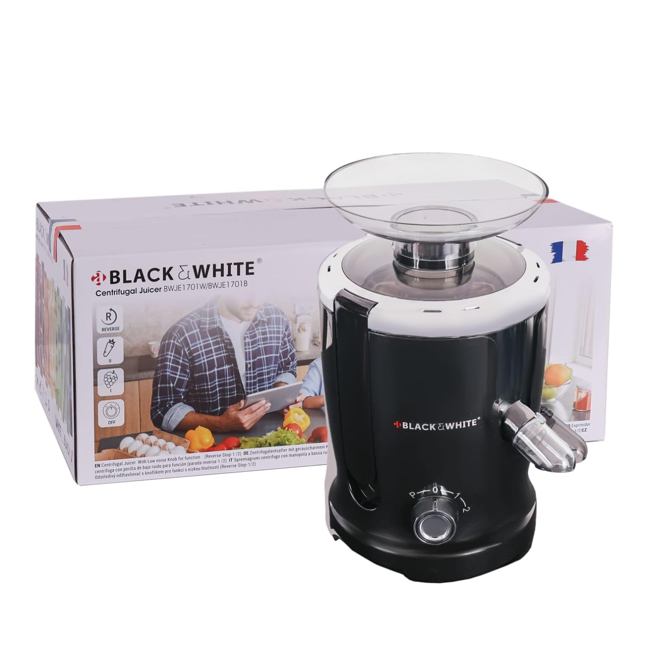 a BLACK & WHITE Centrifugal Juicer BWJE1701B