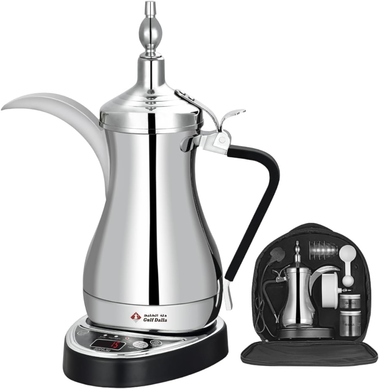 Gulf Dalla Arabic Tea Coffee Maker 1000 ml With Travel Bag GA-C94848 (Silver)