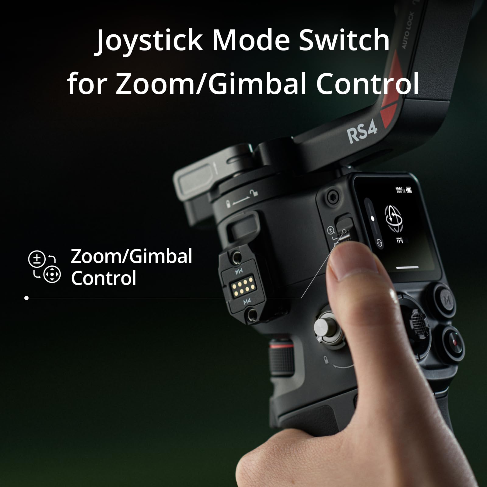 DJI مثبت جيمبال ار اس 4 ثلاثي المحاور لكاميرا دي اس ال ار والكاميرات غير العاكسة كانون وسوني وباناسونيك ونيكون وفوجي فيلم، تصوير عمودي اصلي من الجيل الثاني، عصا تحكم بمفتاح بوضعين اصدار الامارات