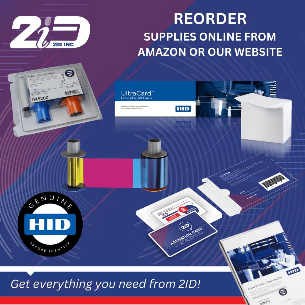 2ID- Fargo DTC4500e Dual Sided ID Card Printer | 055100 | Professional ID Card Machine for Corporate, Government, Student IDs, and More