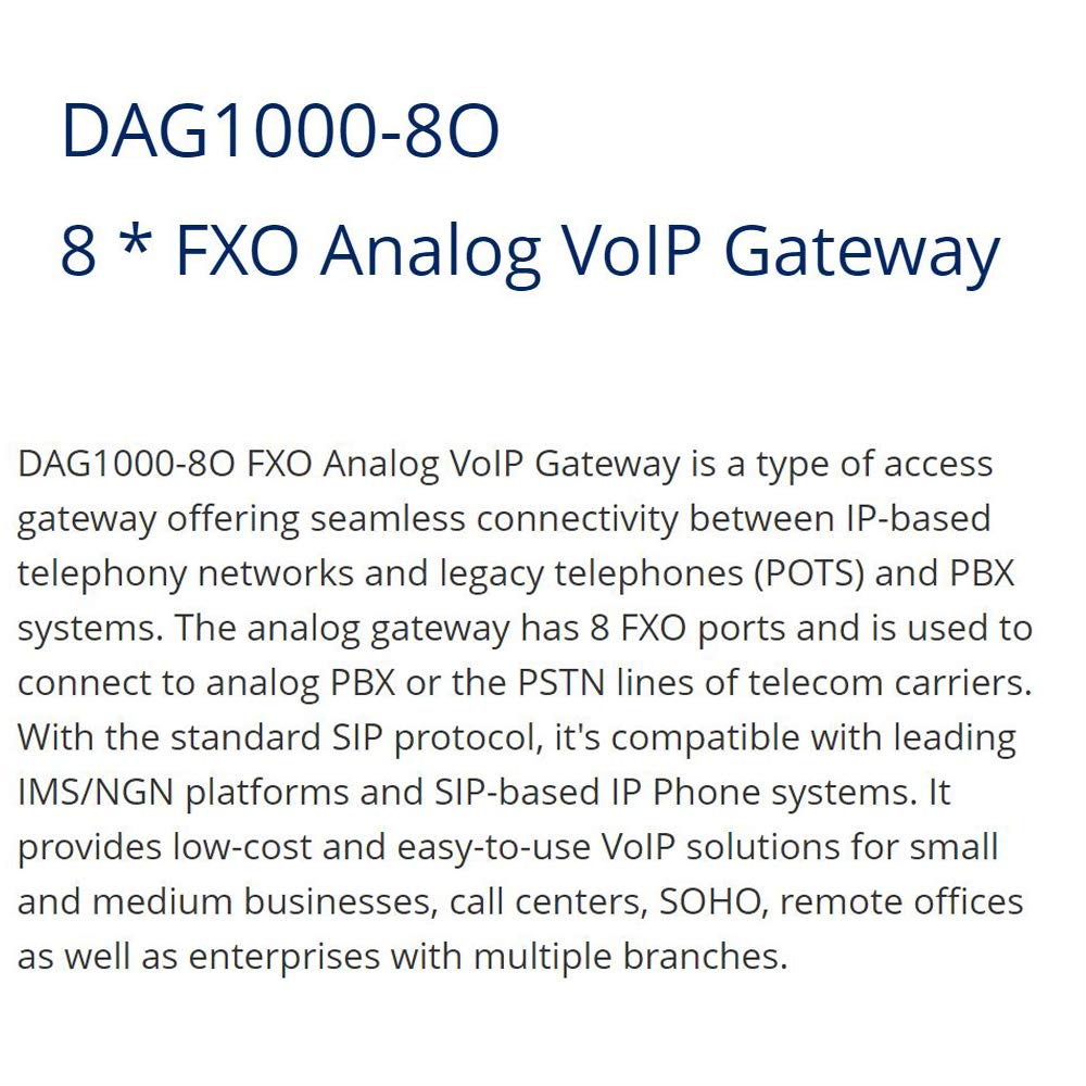 DAG1000-8O FXO انالوج VoIP بوابة تشغيل بسيط