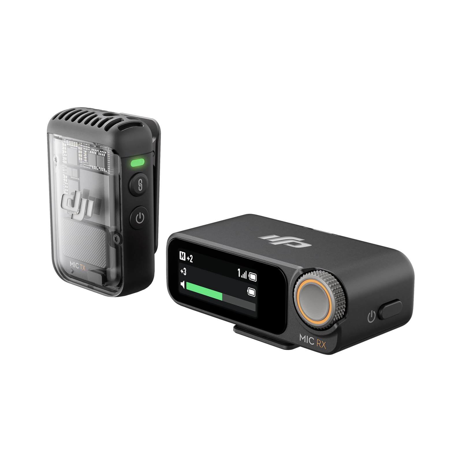 DJI ميكروفون 2 (1 TX + 1 RX)، ميكروفون لاسلكي مع خاصية الغاء الضوضاء الذكية، تسجيل داخلي عائم 32 بت، صوت محسن، نطاق 250 متر (850 قدم)، ميكروفون لايفون، اندرويد، الكاميرا، مدونات الفيديو