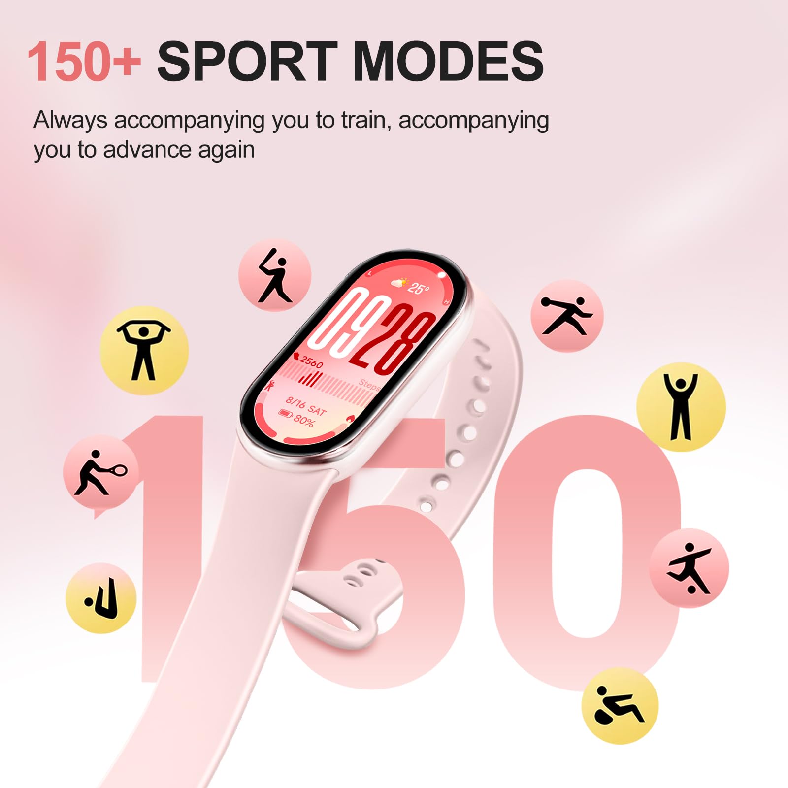 Xiaomi Smart Band 10-1.72 AMOLED Display with 1500 Nits, Sleep and Heart Rate Monitor, 5ATM Waterproof, 21 Days Battery Life, 60 Hz Refresh Frequency, 150+ Modes