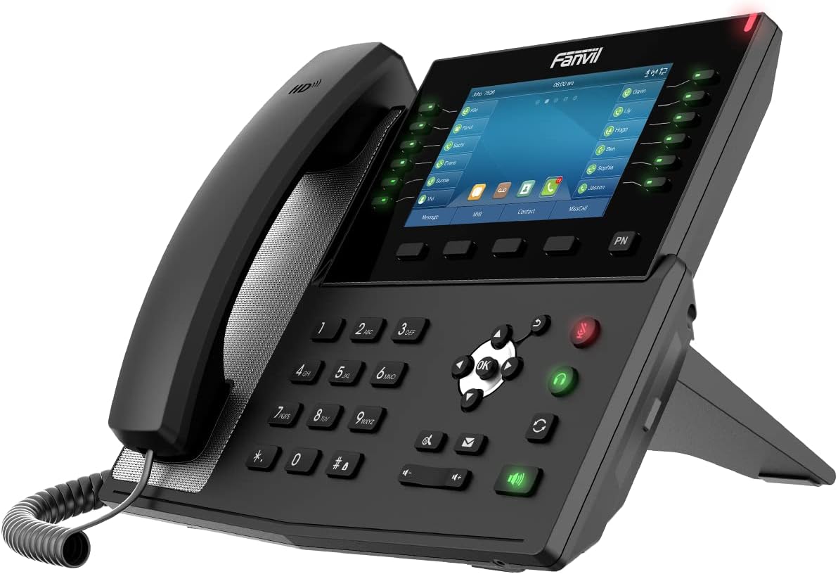 Fanvil X7C Enterprise VoIP Phone with 5-inch Color Touch Screen, 20 SIP Lines, and Dual-Port Gigabit Ethernet, Power Adapter Not Included