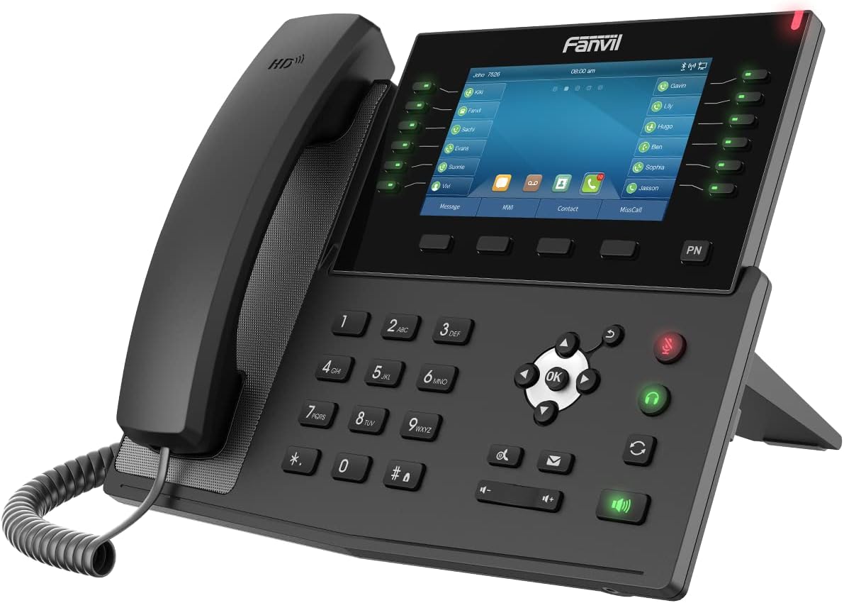 Fanvil X7C Enterprise VoIP Phone with 5-inch Color Touch Screen, 20 SIP Lines, and Dual-Port Gigabit Ethernet, Power Adapter Not Included