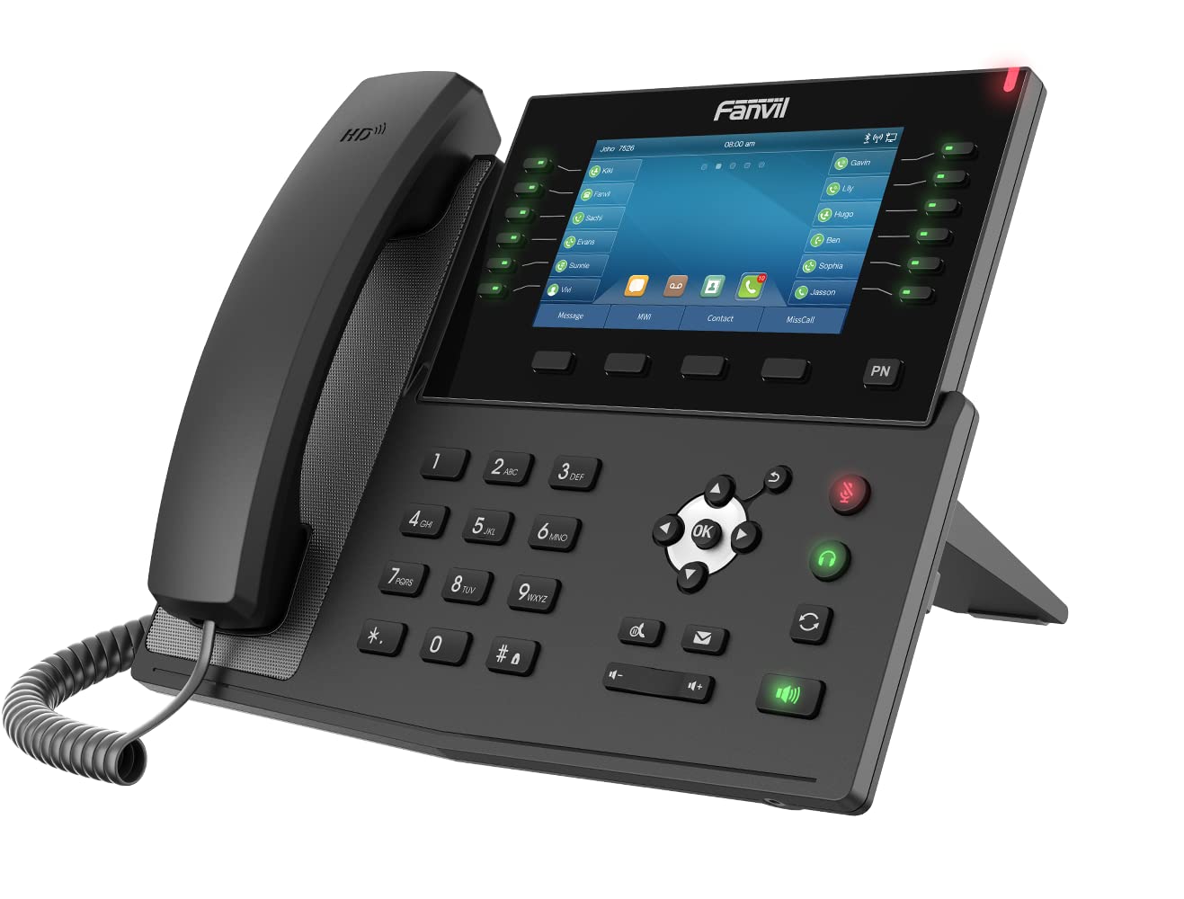 Fanvil X7C Enterprise VoIP Phone with 5-inch Color Touch Screen, 20 SIP Lines, and Dual-Port Gigabit Ethernet, Power Adapter Not Included