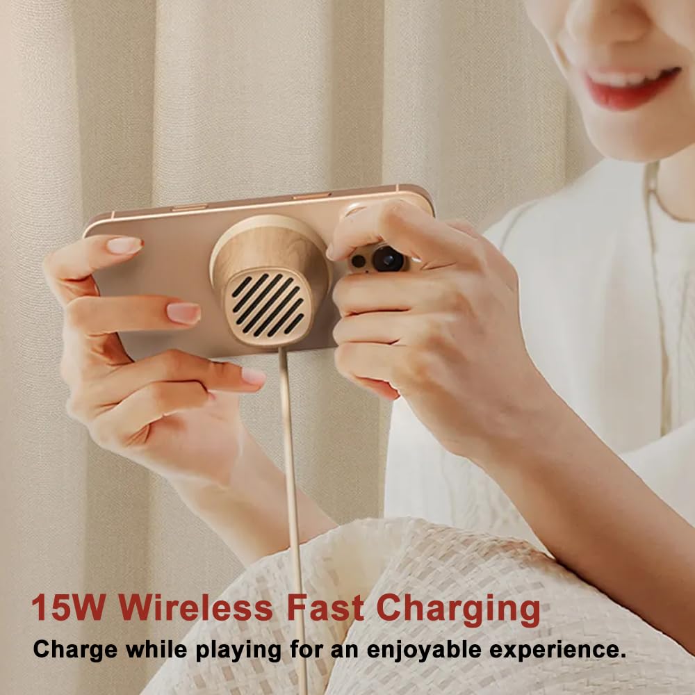 EZVALO K13 Magnetic Charger and Mini Speaker 4-in-1 - Wireless Bluetooth Speaker with Fast Charging, Phone Stand and Magnetic Holder, TWS Pairing, Multi-Angle Display for iPhone and Qi-Enabled Devices