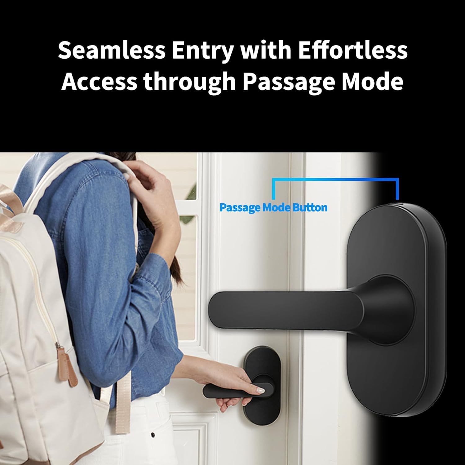 Aqara Smart Fingerprint Keyless Entry Door Lock with Handle, Touch Keypad, U300 Black