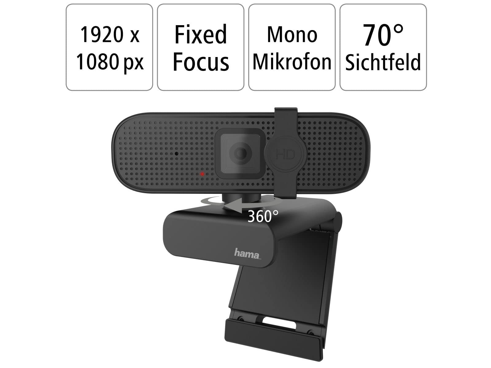 Hama Webcam for Computer 139991 1080P C-400, Black, HDMI