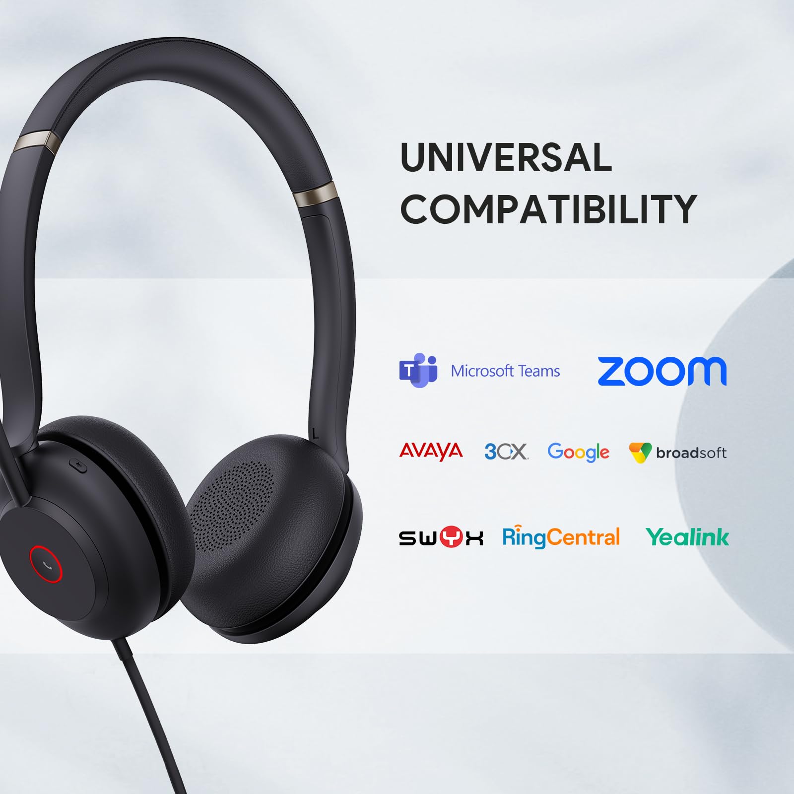 Yealink Wired Headset with Noise Cancelling Microphone,USB Headset for PC Laptop,Teams Certified,USB-A & USB-C Cable,Works with Zoom and Other Leading UC Platforms