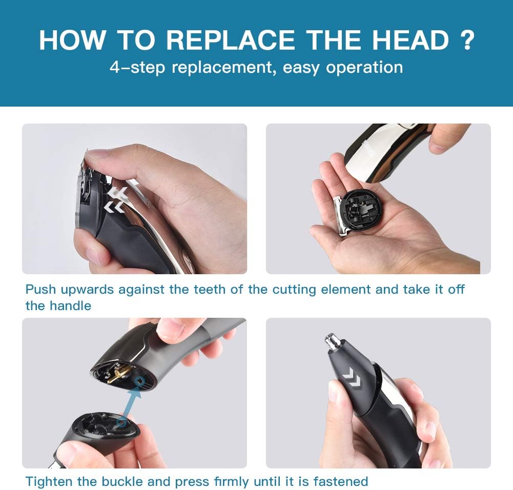 DSP Men's Facial Hair Trimmer Set, Beard and Nose Trimmer, Rechargeable via USB, IPX7 Waterproof