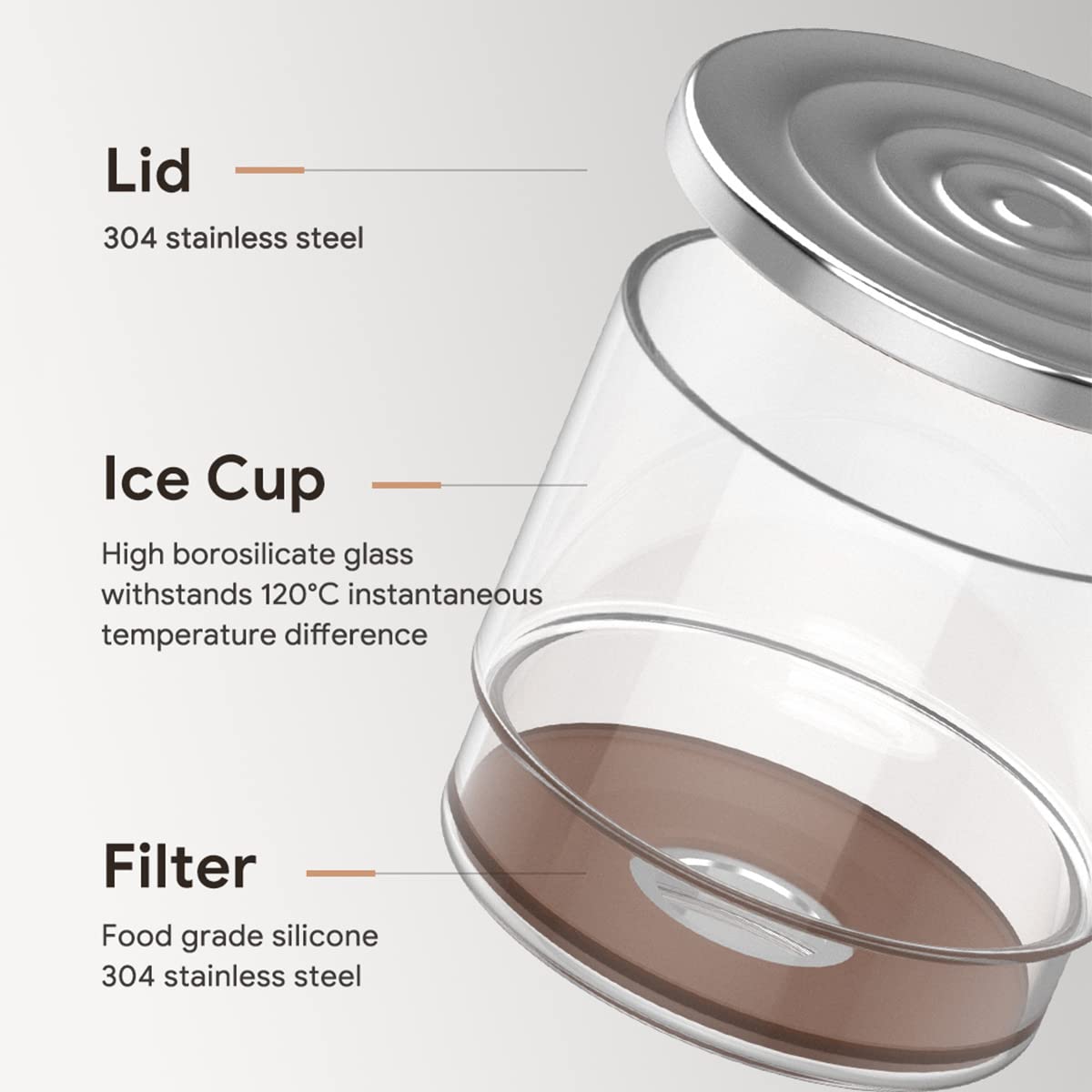 Recafimil 2-in-1 Cold Brew Coffee Dripper 300ml Detachable Glass with Stainless Steel Filter for Home and Office
