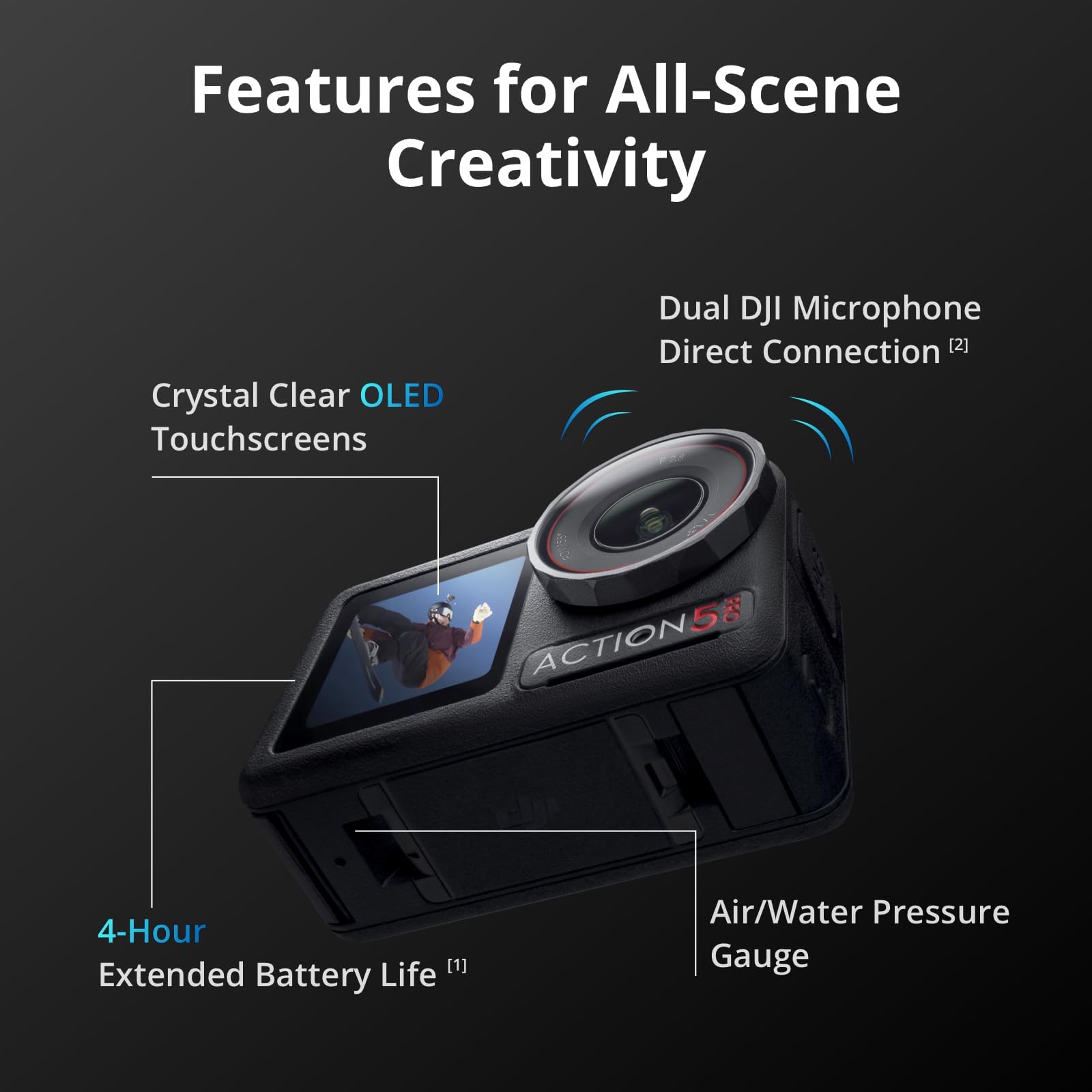 DJI Osmo Action 5 Pro Essential Combo, Waterproof Action Camera with 1/1.3-inch Sensor, 4K/120fps Video, Subject Tracking and Stabilization, Dual OLED Touchscreen, 4K Action Camera Ideal for Sports and Vlogging