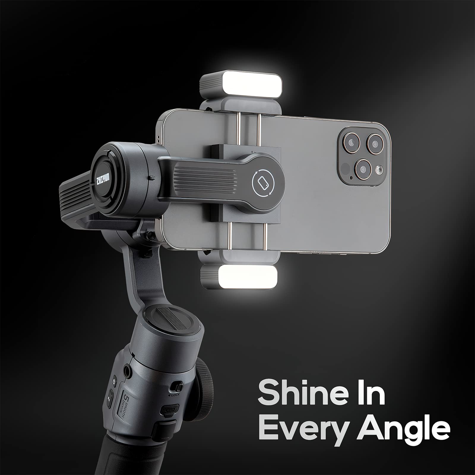 ZHIYUN Smooth 5 Combo Gimbal Stabilizer: Professional 3-Axis Handheld Gimble Stabilizer with Grip Tripod LED Fill Light for Smartphone Cell Phone iPhone 13 Pro Max Video Kit