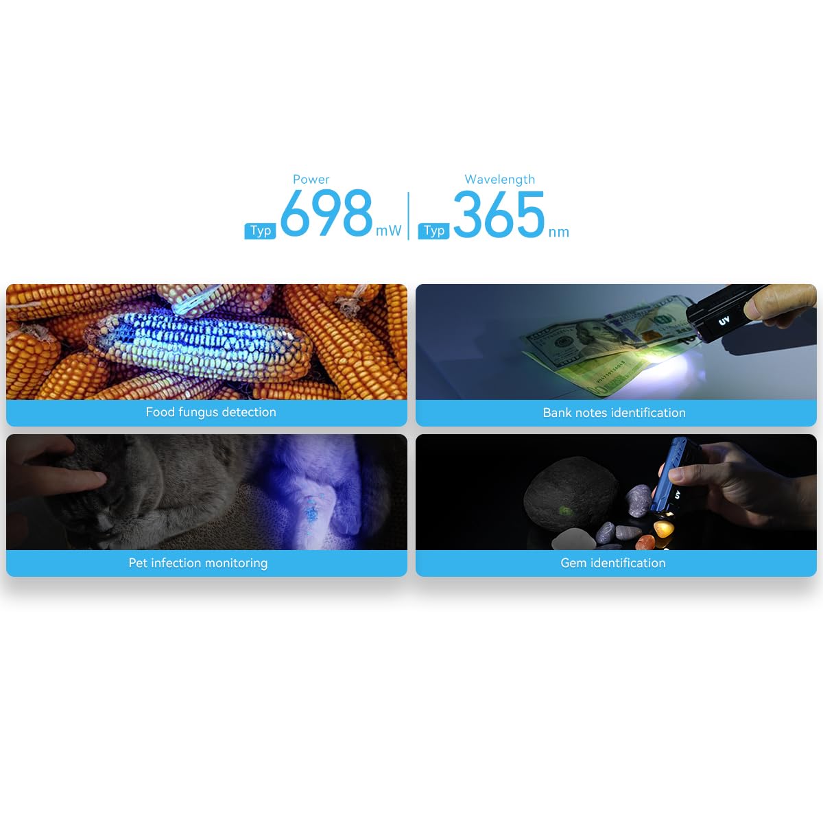 ايمالينت مصباح يدوي صغير BL50 3600 لومن بمصدر ضوء مزدوج EDC مع مصباح LED ابيض وضوء الاشعة فوق البنفسجية، بطارية مدمجة قابلة لاعادة الشحن للاستخدام في الهواء الطلق والطوارئ والعمل والتخييم (ازرق)