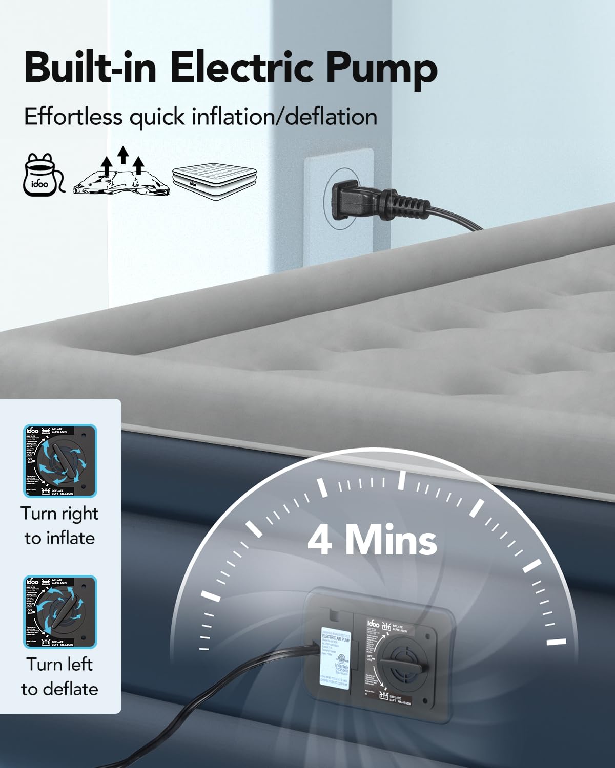 iDOO Inflatable Mattress with Built in Pump