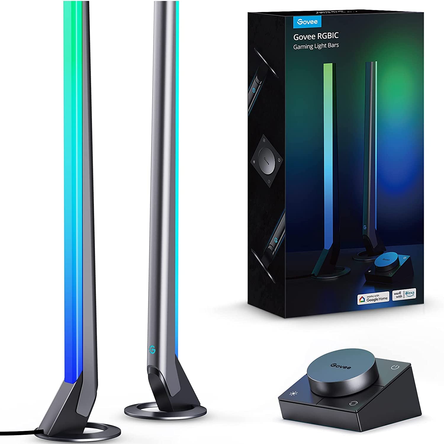 Govee WiFi Gaming LED Light Strip with Desktop Controller RGB IC, 42cm, Music Sync for PC and TV, 60 Modes, Compatible with Alexa and Google Assistant, App Control