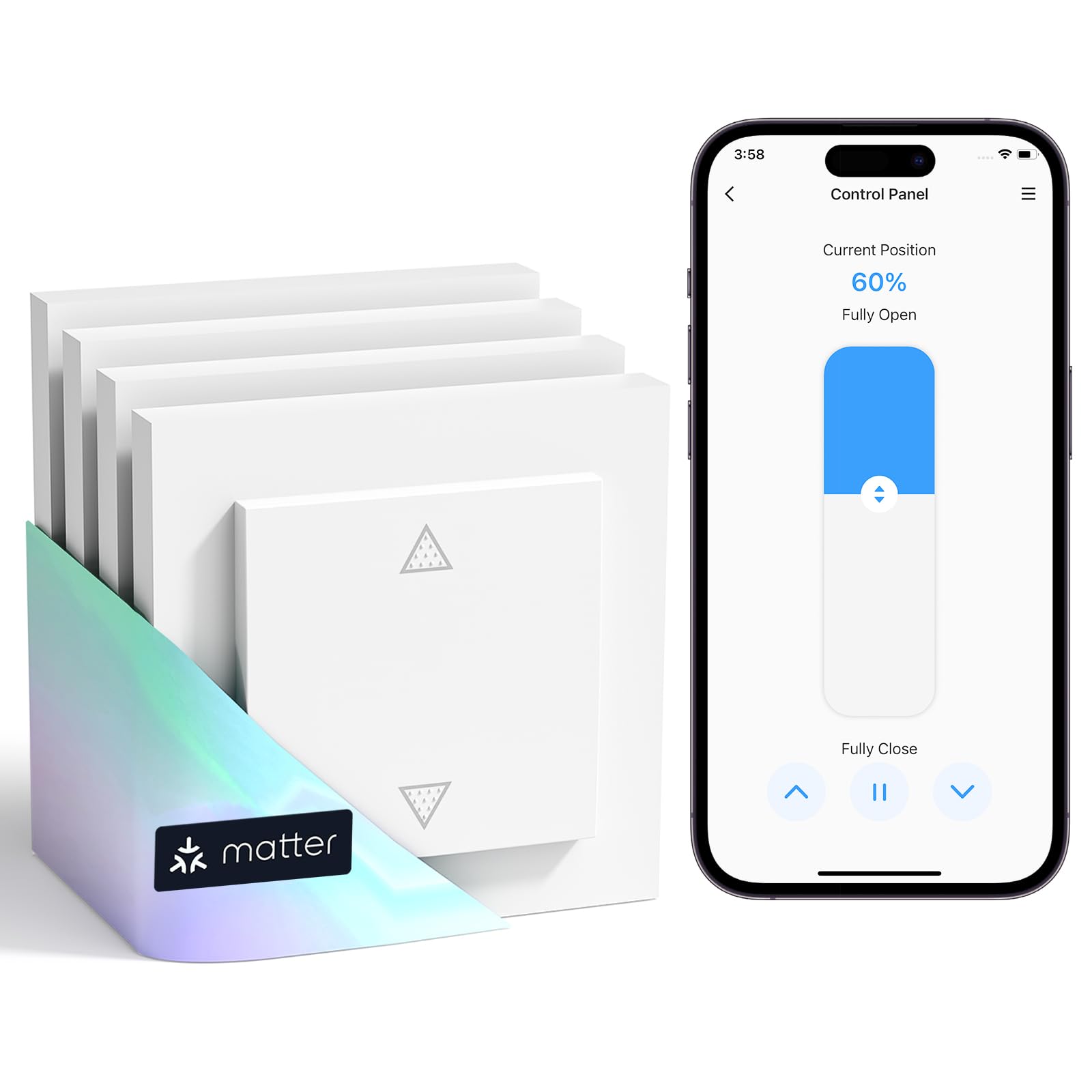 Meross Wi-Fi Shutter Switch - Smart LED Curtain Switch, Compatible with Alexa and Google Assistant, Percentage Control, 2.4GHz, 2 Pack (Requires Neutral Wire)