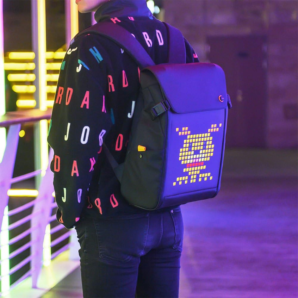 Divoom Backpack-S Pixel Art Youngsters LED Animation Display Bag with App Control, Dark Blue