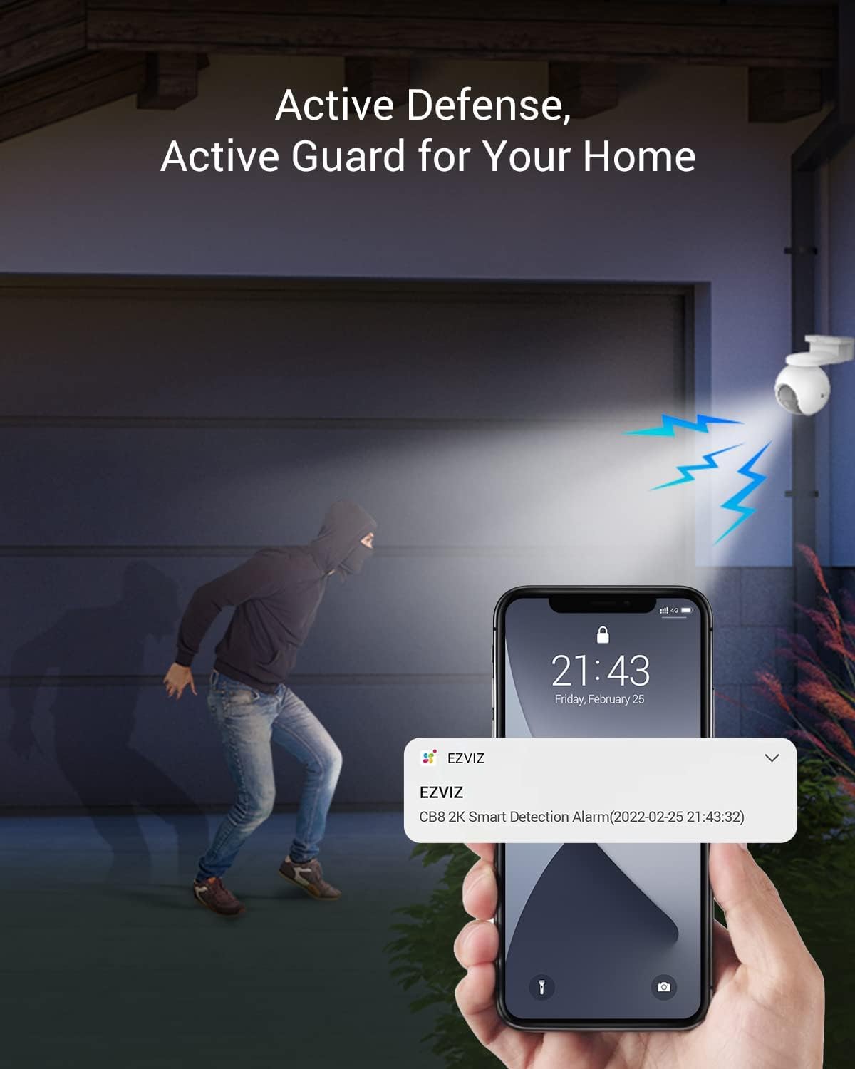 EZVIZ مجموعة كاميرا مراقبة سي بي 8، كاميرا واي فاي 2K/3MP، بطارية 360 درجة خارجية سي سي تي في مع تحدث ثنائي الاتجاه، رؤية ليلية ملونة، مقاومة للماء، تتبع تلقائي، تقنية كشف الحركة البشرية الذكية (مع