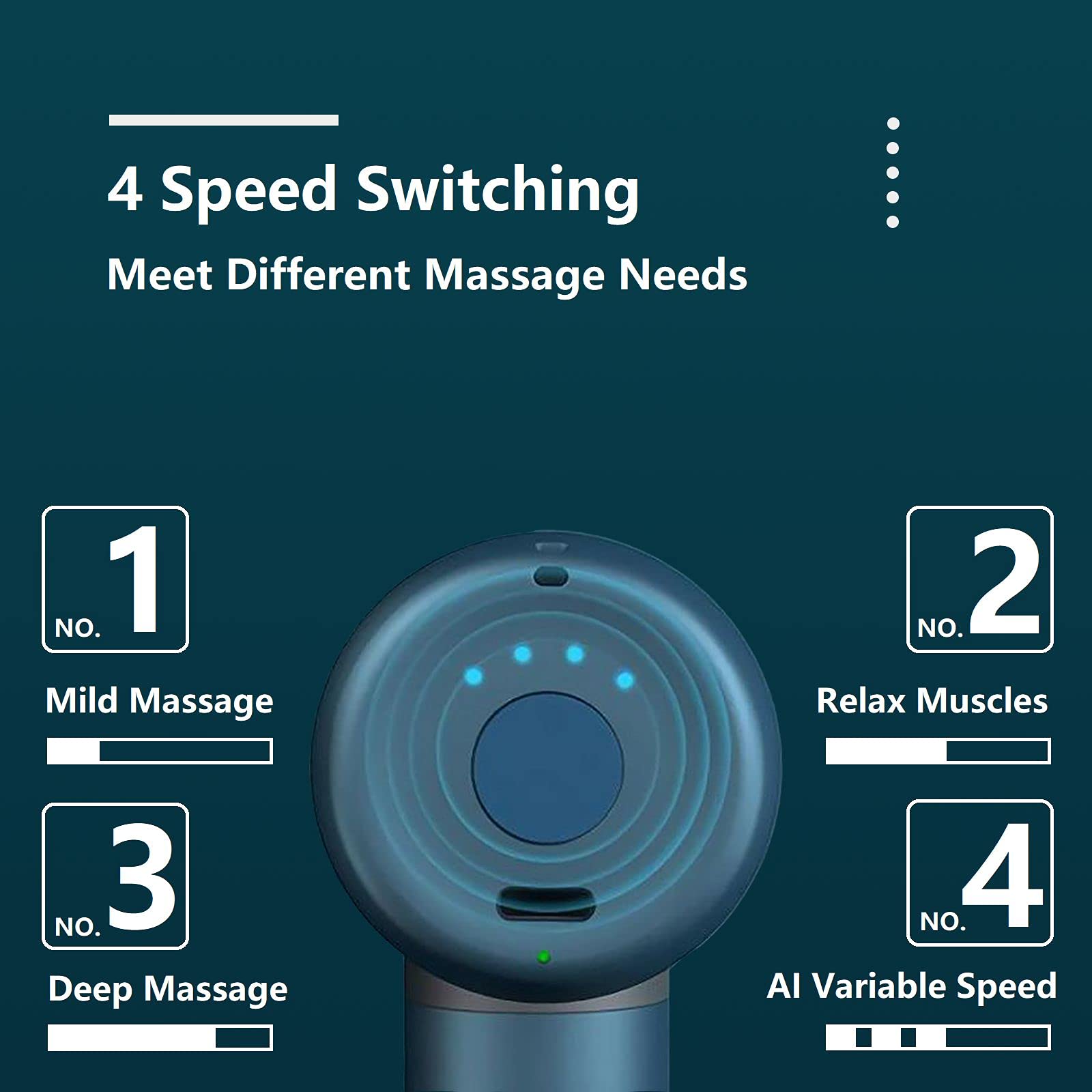 Kica K2 Portable Mini Massage Gun - Deep Tissue Electric Percussion Massager for Pain Relief and Muscle Recovery - Metal Solid Grip, Fascial Relax, Deep Massage Therapy Mode - Blue