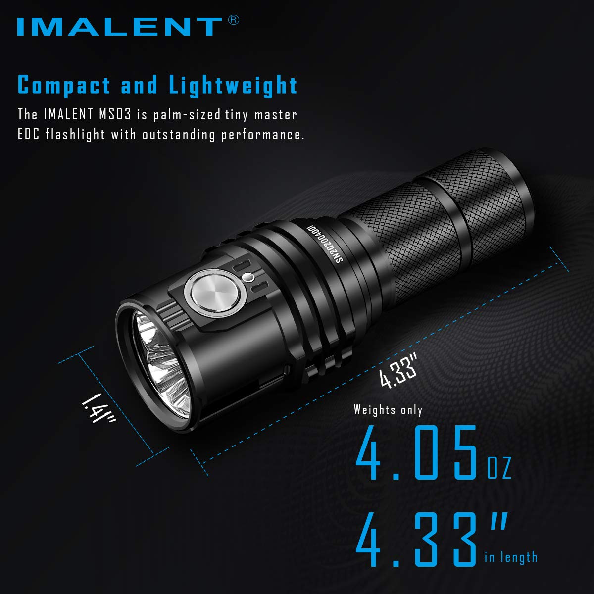 IMALENT MS03 Tactical Flashlight 13000 Lumens, LED Flashlight Uses 3 Pcs CREE XHP70.2 LEDs, Rechargeable EDC Torch, Powerful Handlight for Camping (Cold White Light)