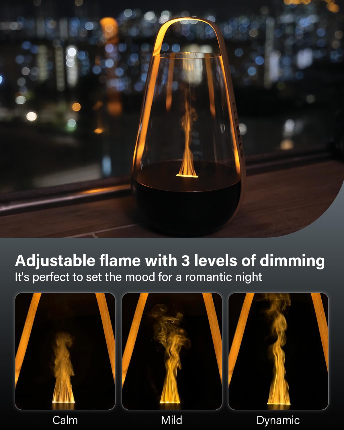 Essential Oil Diffuser, Birthday Gifts for Women, Men, Dad, and Teachers, Oil Diffuser with 3 Levels, Cool Mist Diffuser for Home, Safe Flame Aromatherapy Diffuser with Auto Shut-Off Function