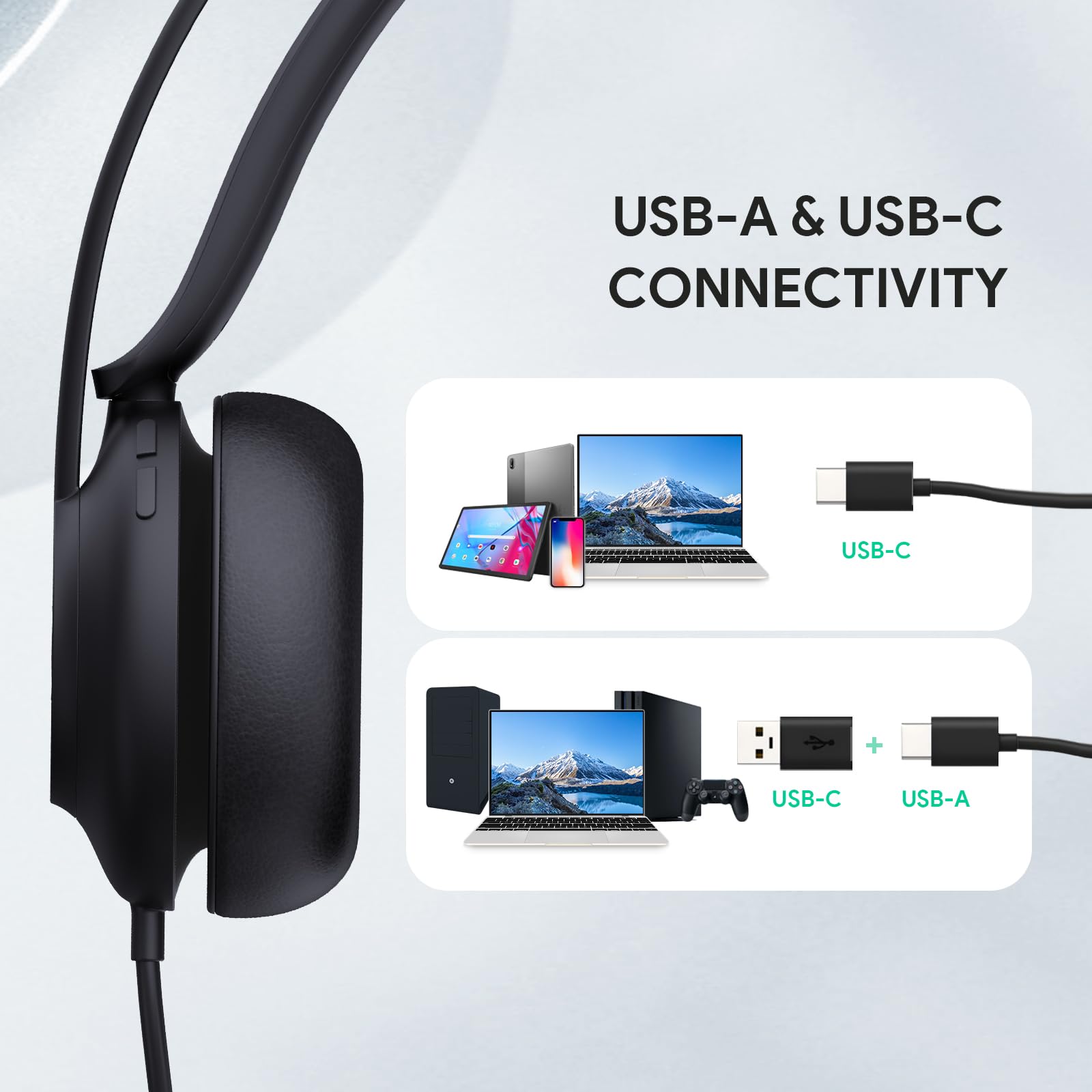 Yealink Wired Headset with Noise Cancelling Microphone,USB Headset for PC Laptop,Teams Certified,USB-A & USB-C Cable,Works with Zoom and Other Leading UC Platforms