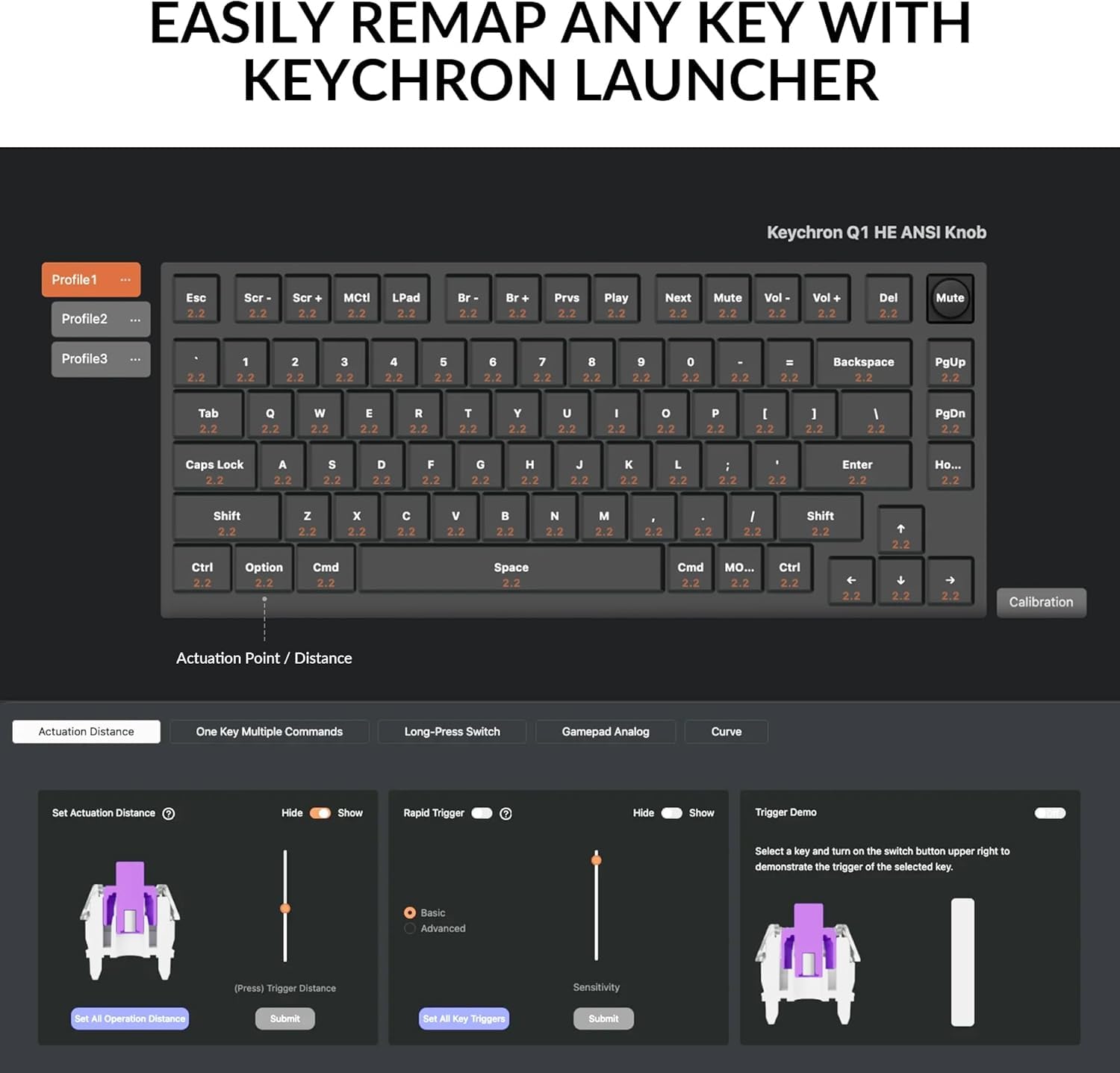 Keychron Q1 HE QMK Wireless Mechanical Keyboard – 75% (87-Key), Hall-Effect Magnetic Switches, Tri-Mode (2.4GHz/BT 5.1/Wired), Hot-Swappable, Arabic-English OSA PBT, Aluminum Gasket Mount