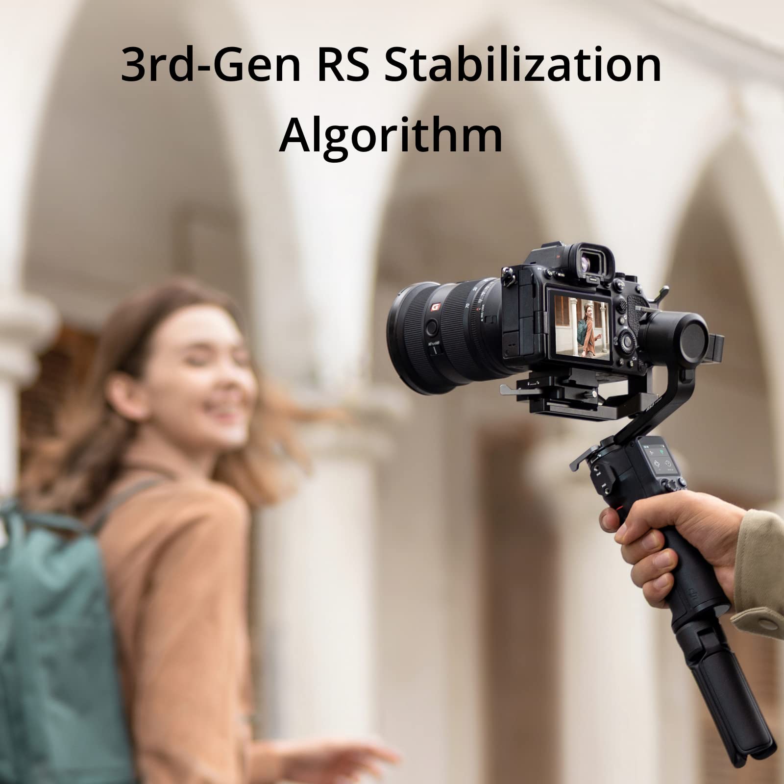 دي جيه اي آر اس 3 ميني - مثبت جيمبال خفيف الوزن بـ 3 محاور بدون مرآة لكاميرا كانون/سوني/باناسونيك/نيكون/فوجي فيلم، تحكم في غالق البلوتوث، تصوير عمودي أصلي، النسخة الإماراتية مع دعم الضمان الرسمي