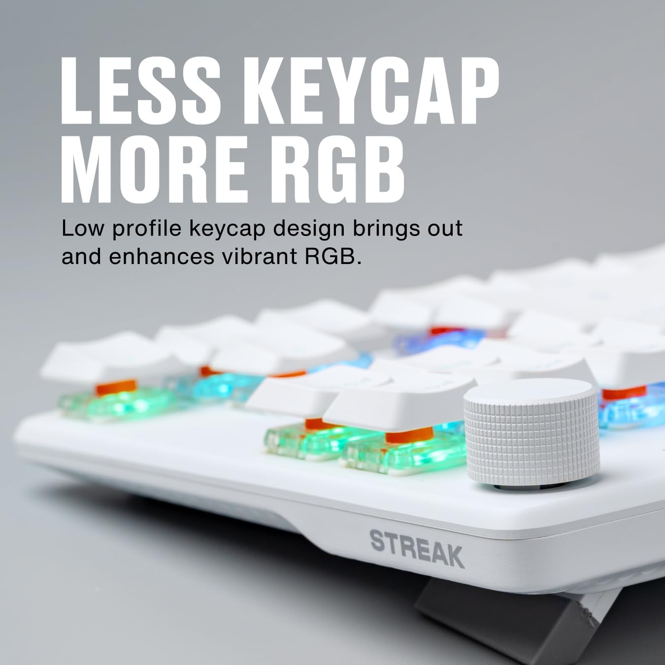 Fnatic STREAK80 LP White TKL Mechanical Low Profile Pro Gaming Keyboard, Speed Switches with short key-travel, LED RGB, PBT Keycaps, Silent PORON foam, US ANSI Layout QWERTY