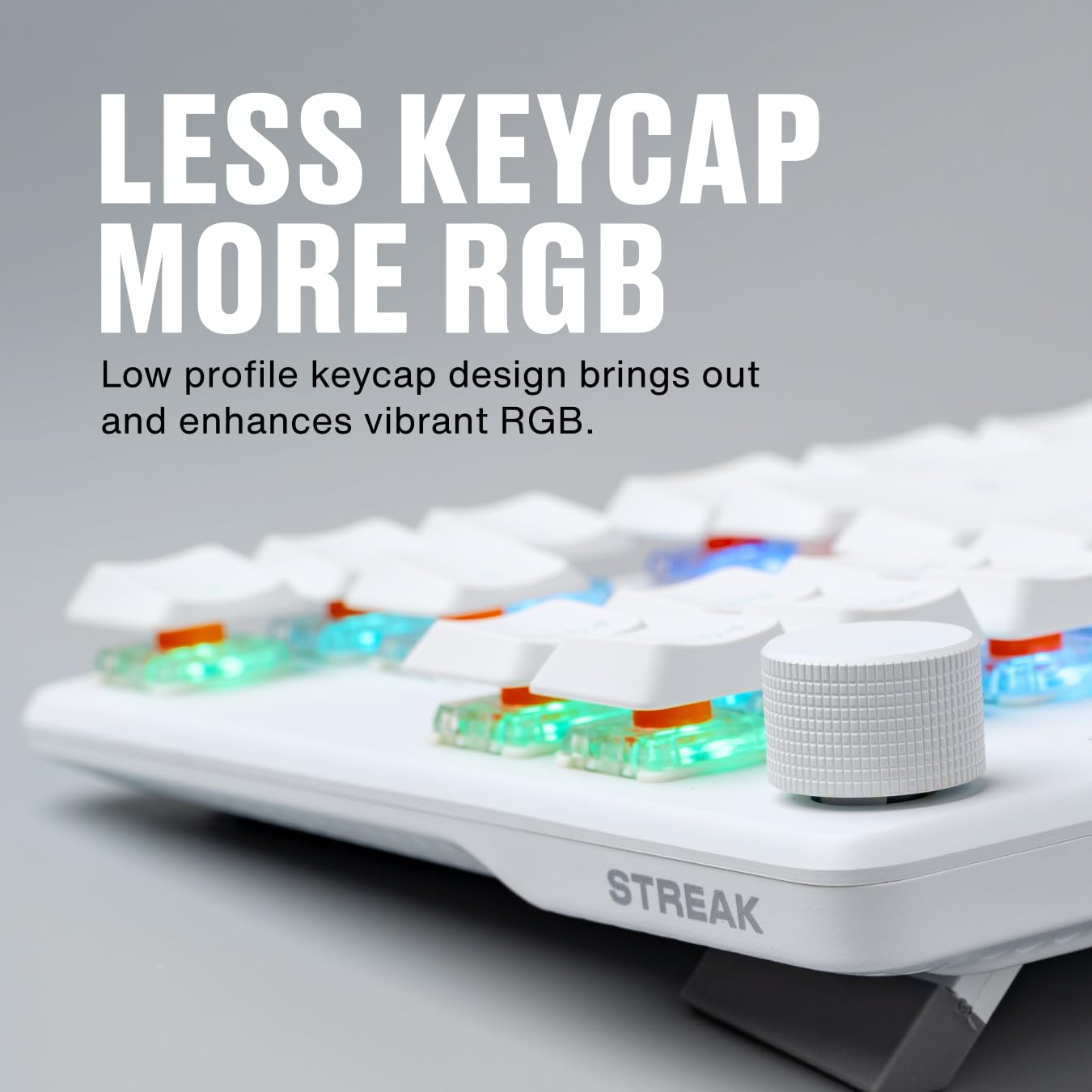 Fnatic STREAK80 LP White TKL Mechanical Low Profile Pro Gaming Keyboard, Speed Switches with short key-travel, LED RGB, PBT Keycaps, Silent PORON foam, US ANSI Layout QWERTY