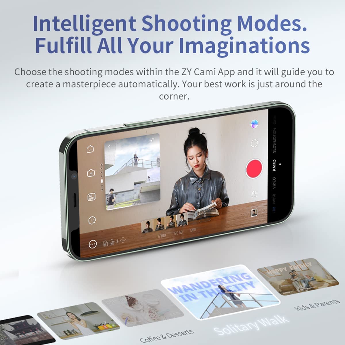 Zhiyun Smooth Q4 Combo Gimbal Stabilizer for Smartphones, Built-in 215mm Extension Rod, 5500K Magnetic Fill Light, Compatible with Android and iPhone for Video Blogging, TikTok, and YouTube