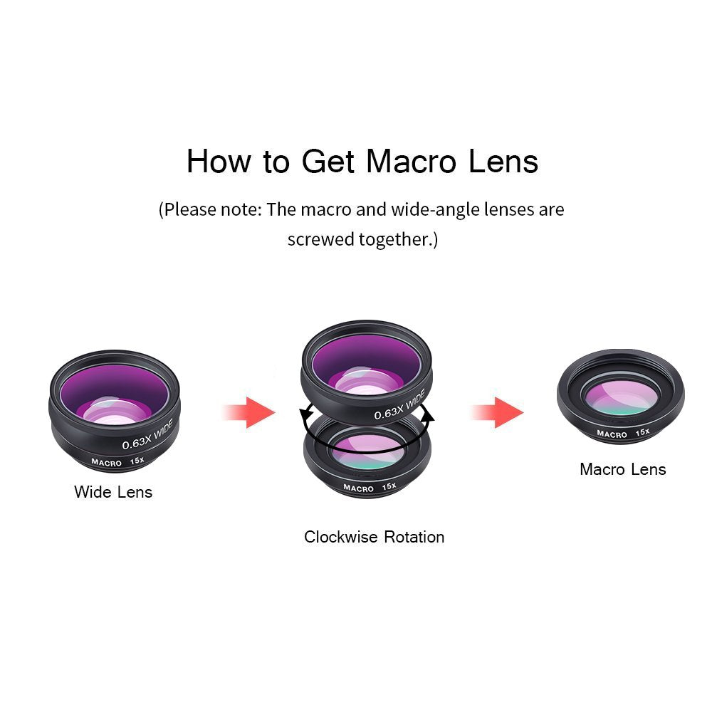 Apexel 10 in 1 Phone Camera lens kit Wide Angle lens, Macro lens, Fisheye lens, Telephoto lens, Kaleidoscope 3/6 lens CPL/Flow/Star/Radial Filter Clip-on Phone for iPhone Samsung Most of Smartphone