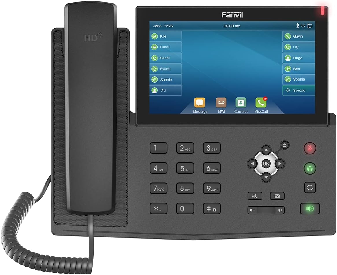Fanvil X7 Enterprise VoIP Phone, 7-Inch Color Touch Screen, 20 SIP Lines, Power Adapter Not Included