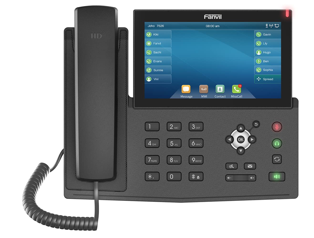 Fanvil X7 Enterprise VoIP Phone, 7-Inch Color Touch Screen, 20 SIP Lines, Power Adapter Not Included