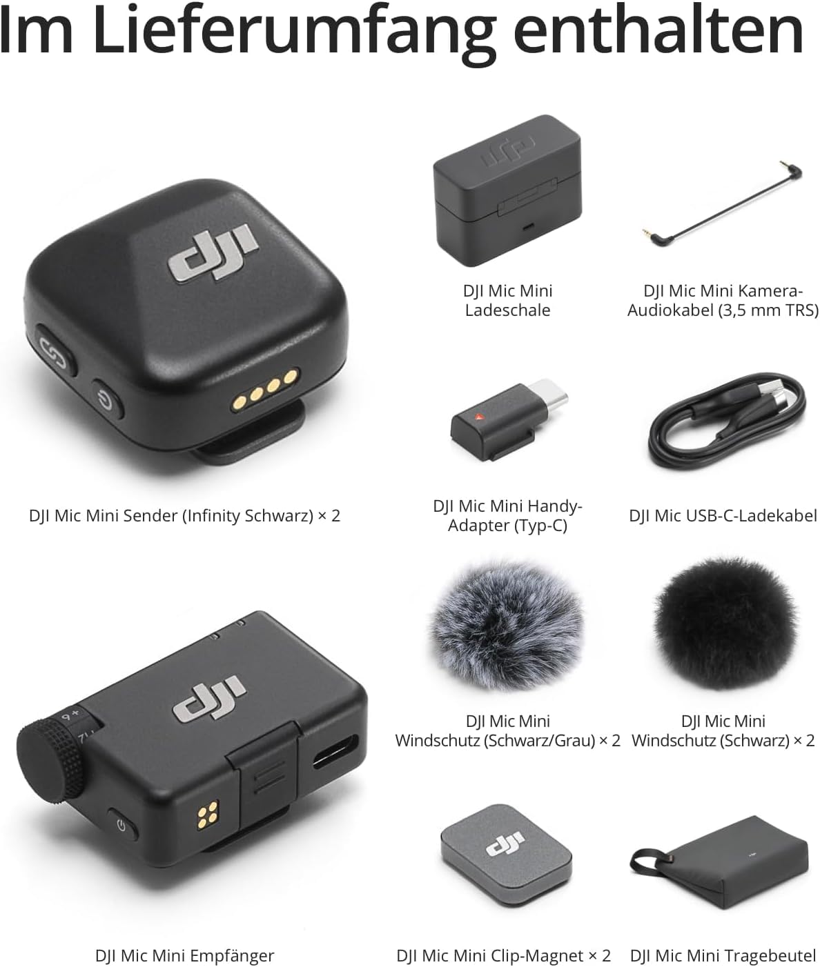 DJI ميكروفون صغير (2 تي اكس + 1 ار اكس + صندوق شحن)، خفيف للغاية، صوت اتش سي، استخدام 48 ساعة، الغاء الضوضاء، حد (ميكروفون صغير (2 تي اكس + 1 ار اكس + صندوق شحن))