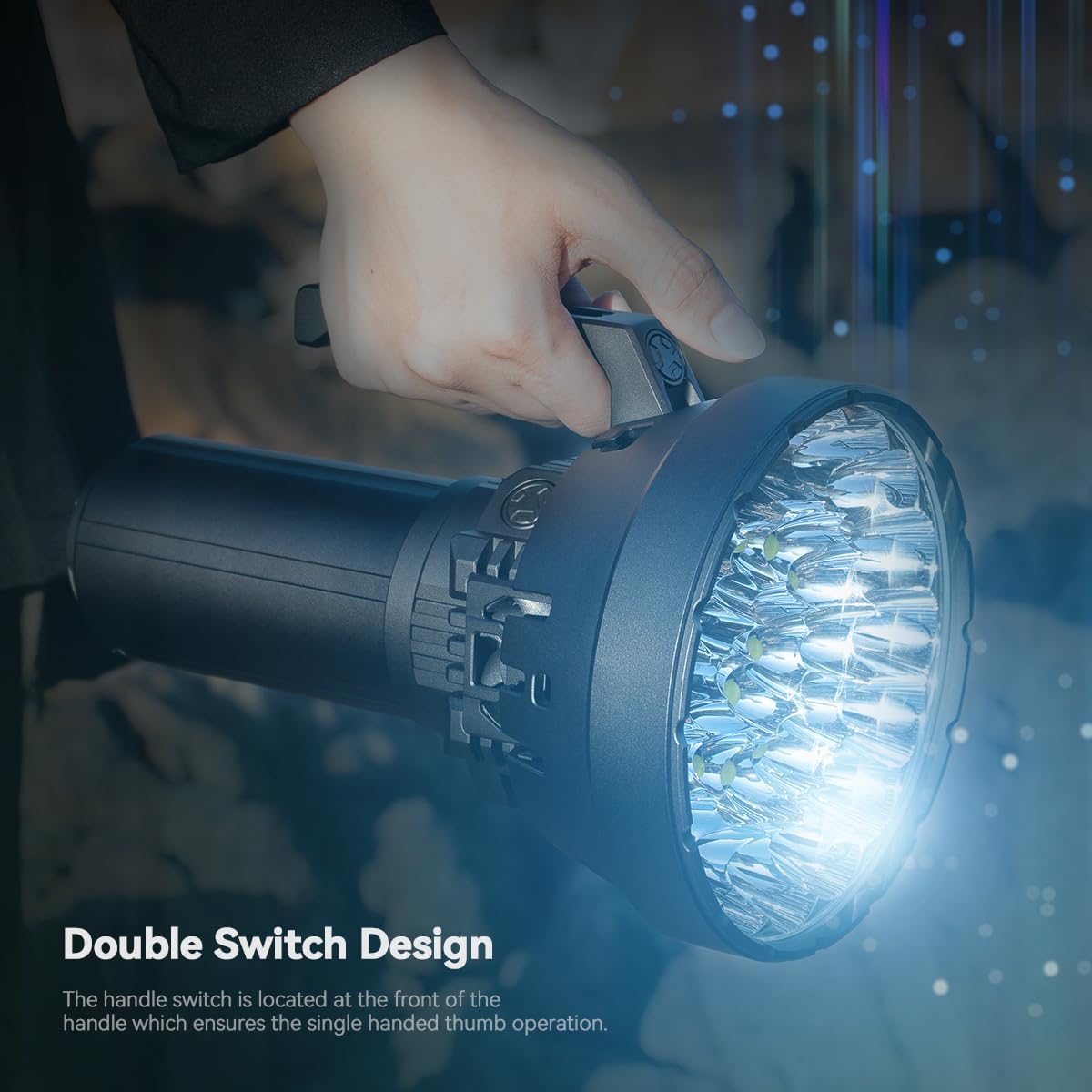 ايمالينت مصباح يدوي MS32 بسطوع 200000 لومن في العالم، مصباح يدوي تكتيكي 32 اكس اتش بي 70.2 LED، قابل لاعادة الشحن مع شاشة OLED، للتخييم والمغامرة والطوارئ