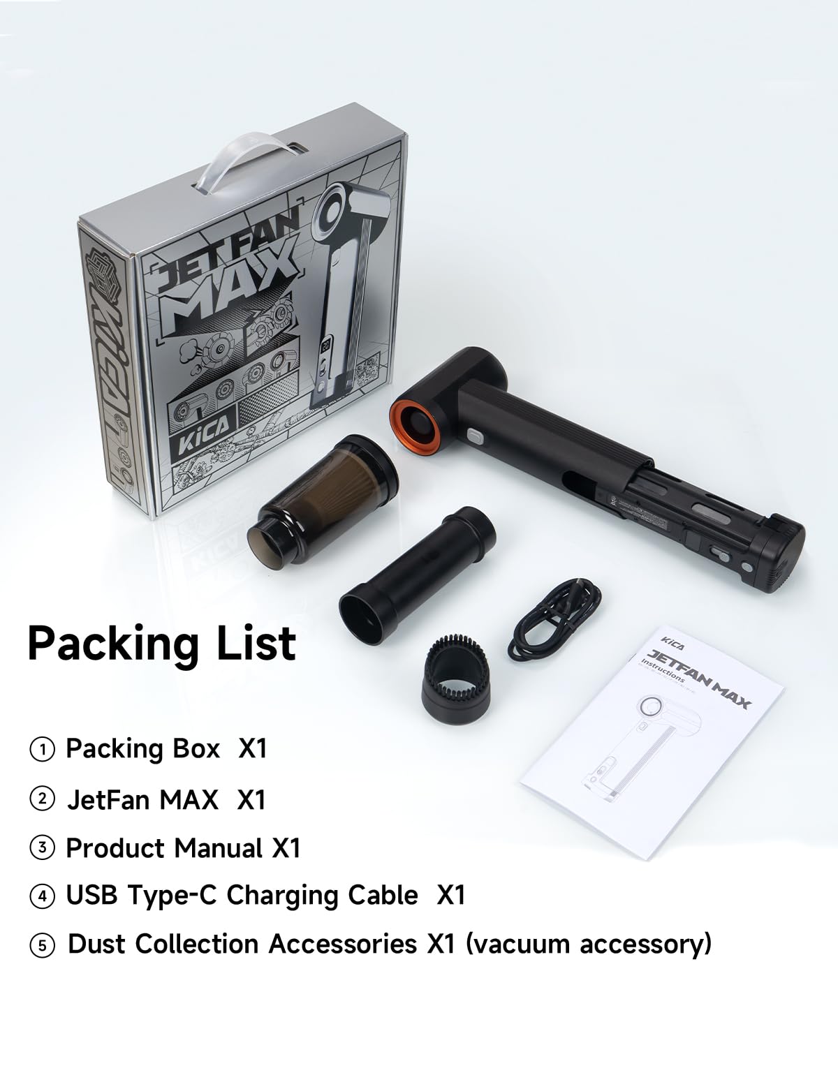 Kica Car Air Blower and Turbo Fan from Jetfan, Powerful Wireless Electric Blower for Car Drying and Snow Blowing