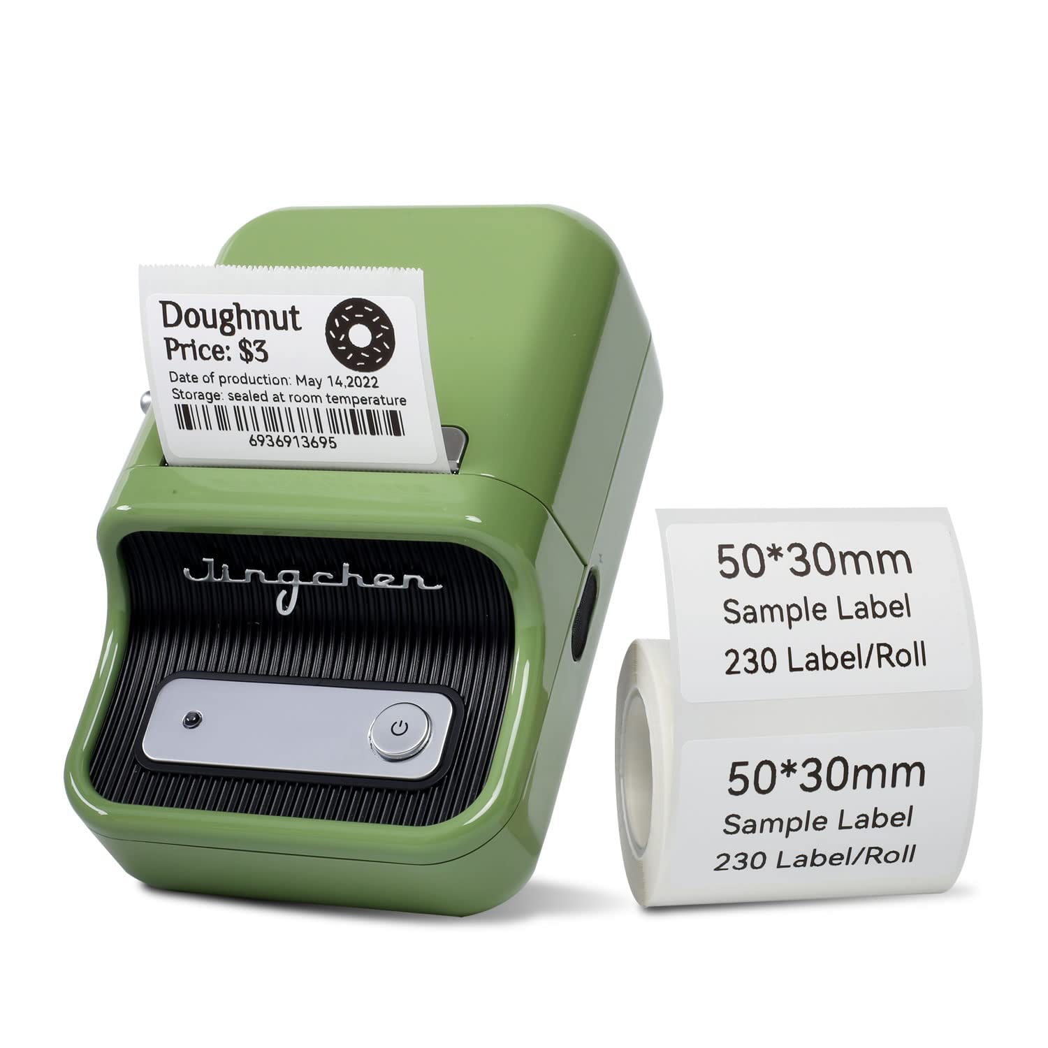 NIIMBOT Bluetooth Label Maker B21 - Portable Barcode Printer, Mini Wireless Thermal Label Maker Machine for Retail, Address, Jewelry, Home, for iOS & Android, with 50x30mm Label (1 Roll of 230),Green