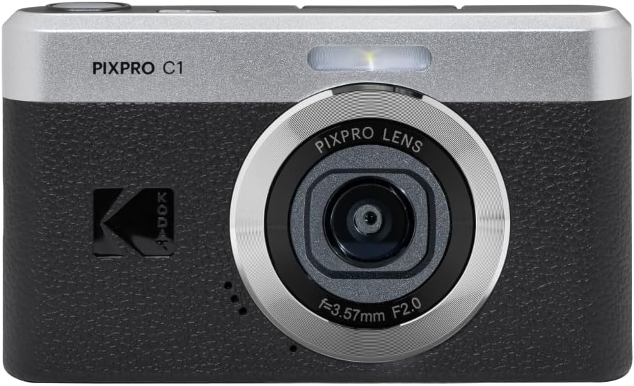 كوداك كاميرا رقمية صغيرة للغاية C1 من بيكسبرو | 13MP BSI CMOS، تكبير 4X، شاشة LCD 2.8 انش، فلاش LED، بطارية مدمجة - اسود