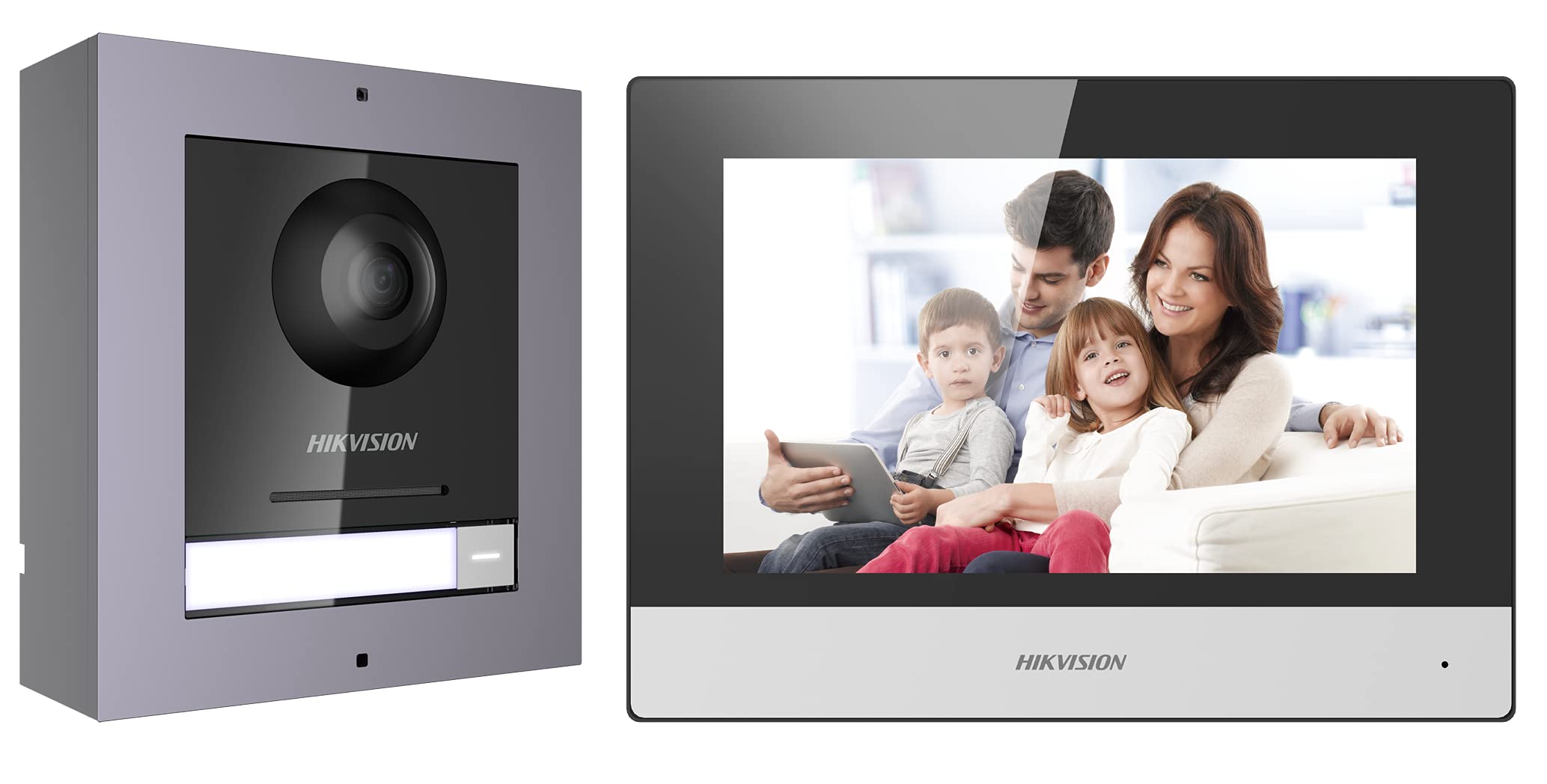 Hikvision IP Video Doorbell 7-Inch Color TFT Screen 1080P Video Resolution Wide-Angle Coverage Built-in Microphone and Speaker with Echo Cancellation Water and Dust Resistant (DS-KIS602)