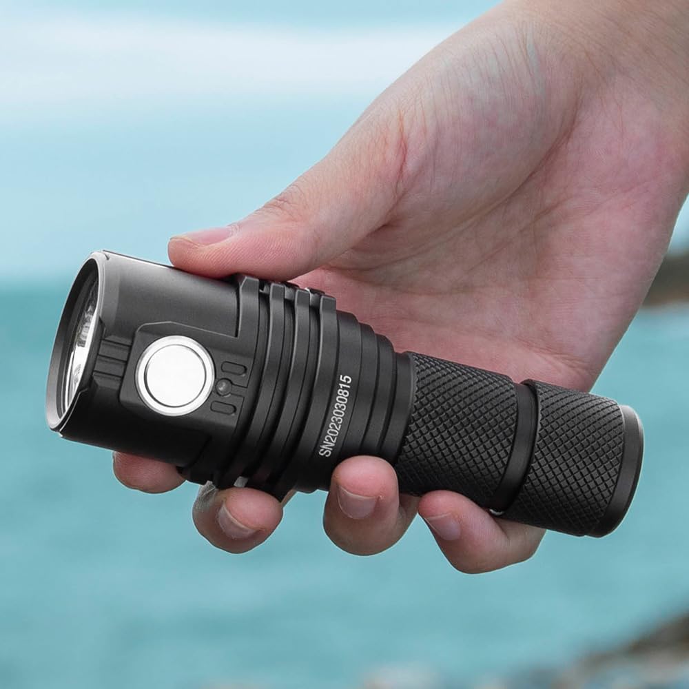 IMALENT MS03 Tactical Flashlight 13000 Lumens, LED Flashlight Uses 3 Pcs CREE XHP70.2 LEDs, Rechargeable EDC Torch, Powerful Handlight for Camping (Cold White Light)