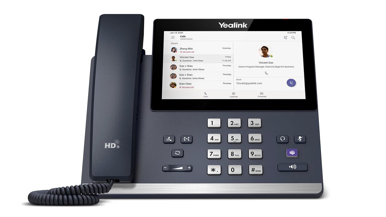 Yealink MP56 E2 Teams IP Phone, Android 13, Mid-Level, Compatible with Teams and Skype, 7-inch Touchscreen, HD Audio, Teams Button, Supports Office 365
