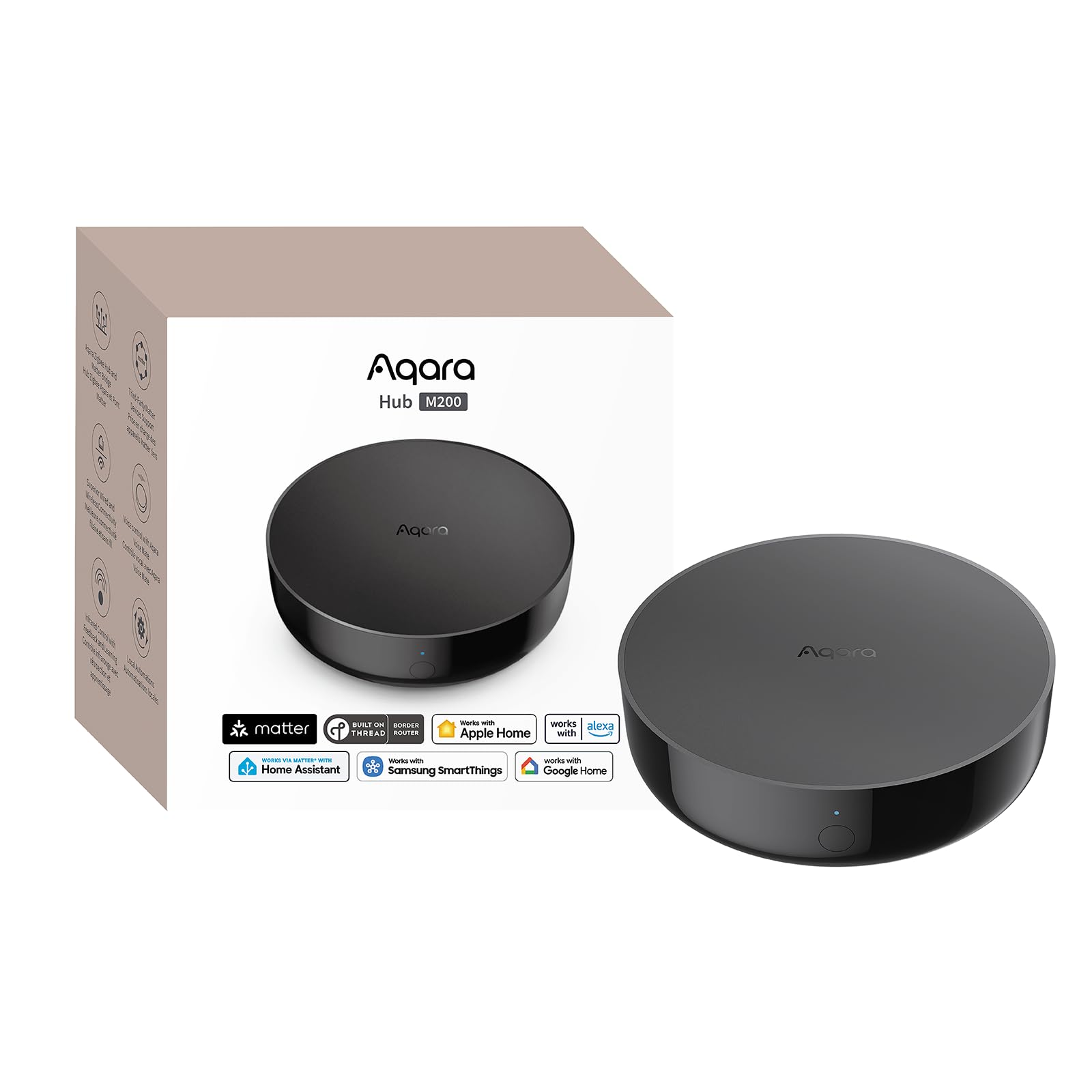 Aqara Smart Hub M200, Matter Controller, Thread Border Router, Featuring Aqara Zigbee, Bluetooth, Wi-Fi, PoE, IR, Supports Amazon Alexa, Apple HomeKit, Home Assistant, SmartThings, Google Home