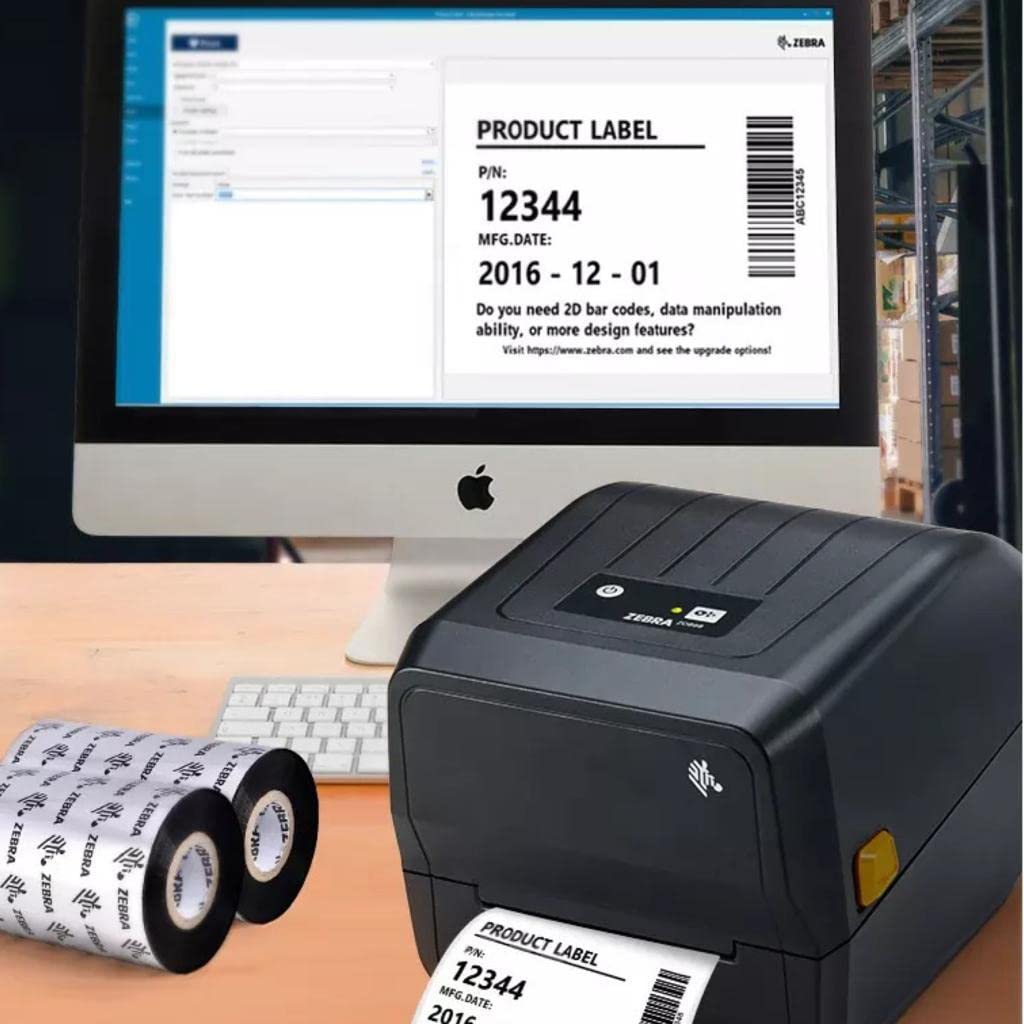 زيبرا [ZD220T-USB] نقل حراري لسطح المكتب وطابعة باركود حرارية مباشرة | تستخدم لملصقات المكتب | ملصقات الشحن | ملصقات المجوهرات | ملصقات شفافة | دقة 203 نقطة لكل بوصة | أقصى عرض للطباعة 4 انش
