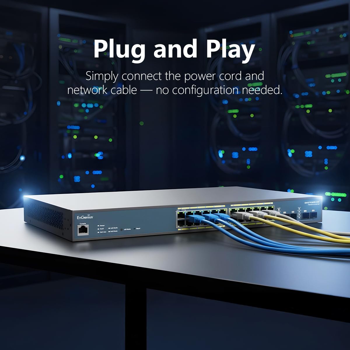 EnGenius Managed Switch 24-Port Gigabit PoE+ Managed Switch - 240W Budget, 4 SFP Uplinks, Layer 2+ Enterprise Features For Small Business Networks - EWS7928P-FIT