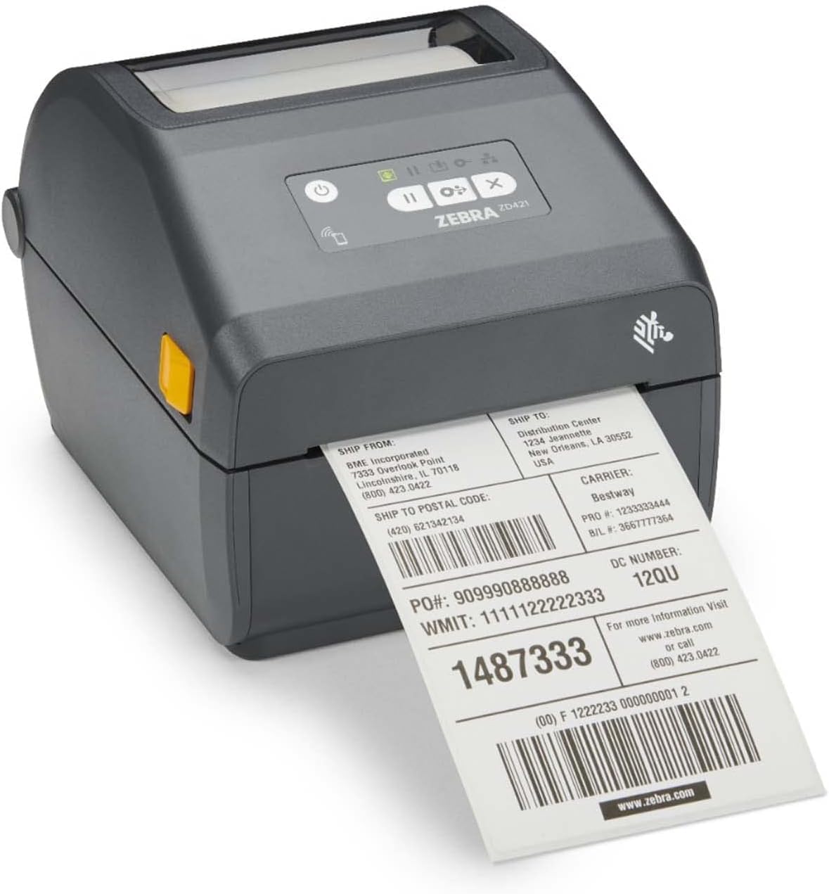 Zebra ZD421T Direct Thermal Printer (74/300M) 203 dpi, USB, USB Host, Ethernet, BTLE5, EU and UK Cords, Swiss Font, EZPL. (ZD4A042-30EE00EZ)